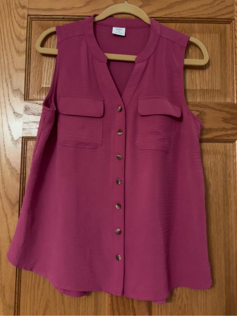 NWOT Croft & Barrow Sleeveless Button-Front Tank, magenta/pink